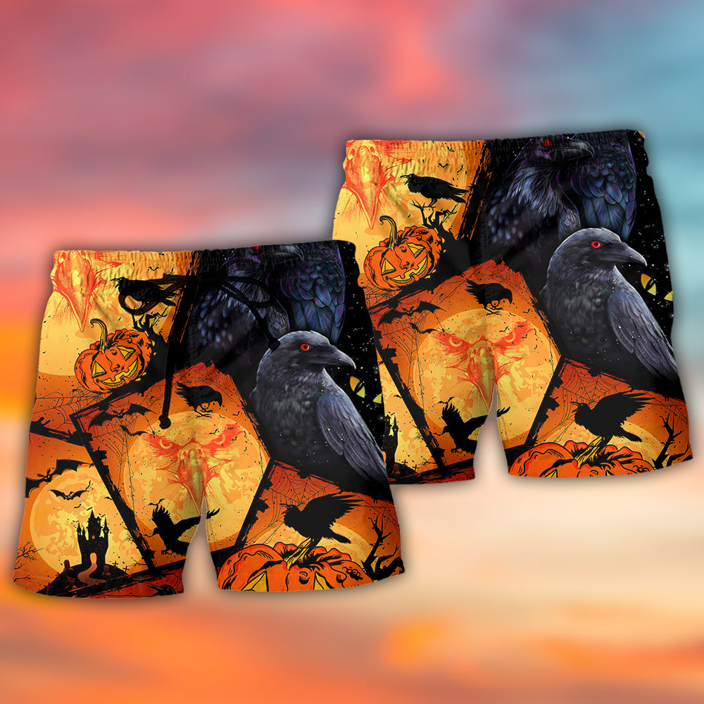 Halloween Raven Pumpkin Scary - Beach Short Reefox - Owls Matrix LTD