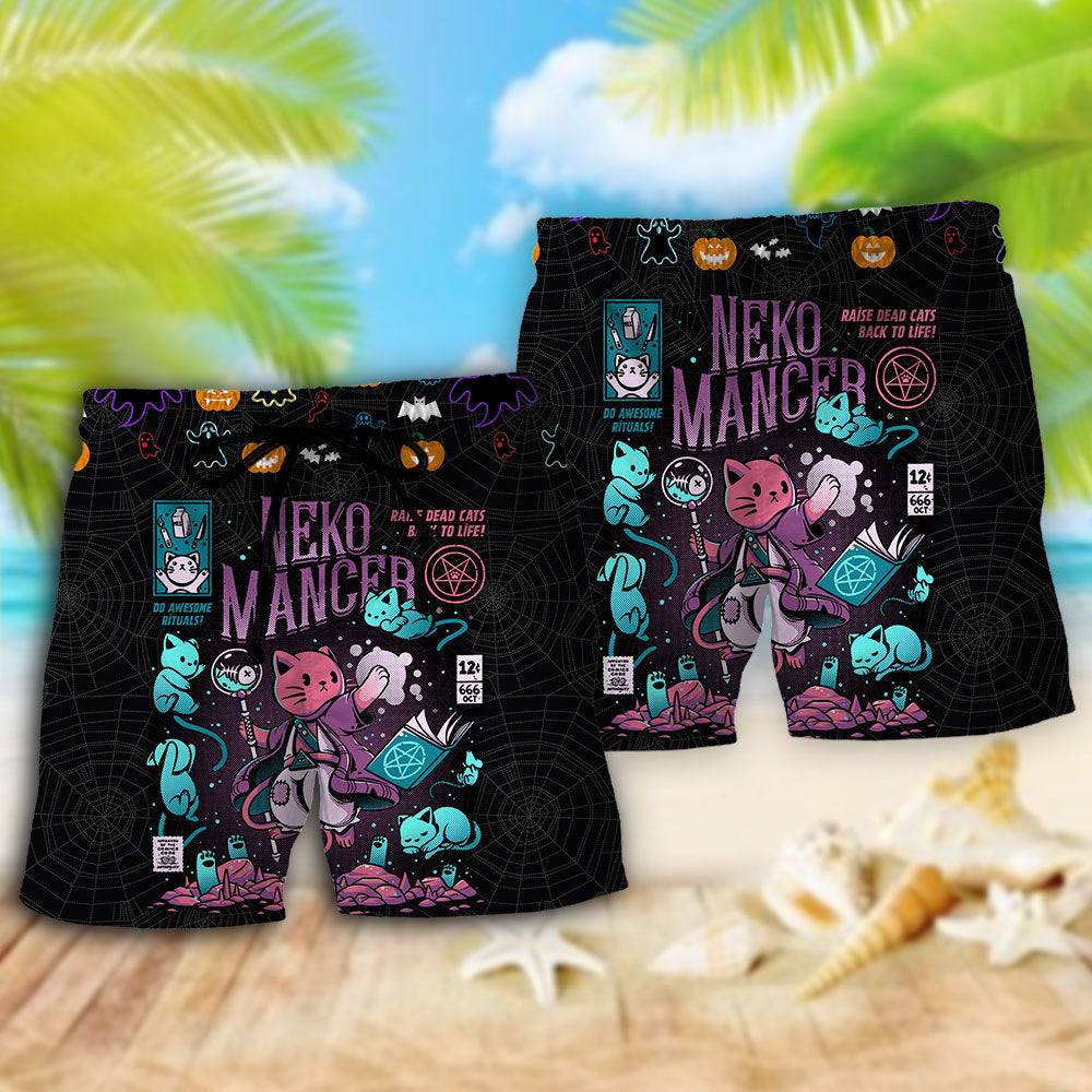 Cat Halloween Neko Mancer - Beach Short Reefox - Owls Matrix LTD