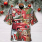 Christmas Red Truck With Xmas Tree And Little Puppy - Hawaiian Shirt - Reefox