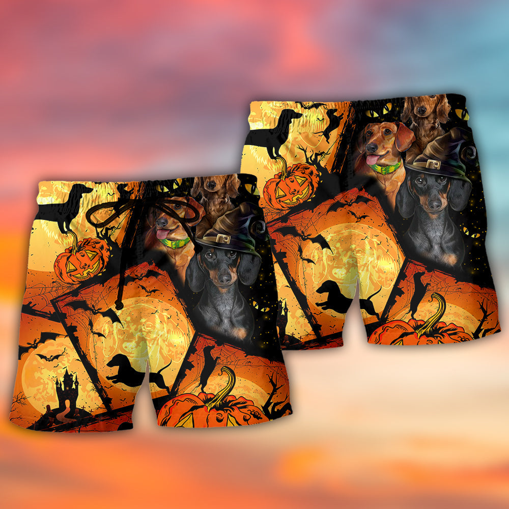 Halloween Dachshund Pumpkin Scary - Beach Short Reefox - Owls Matrix LTD