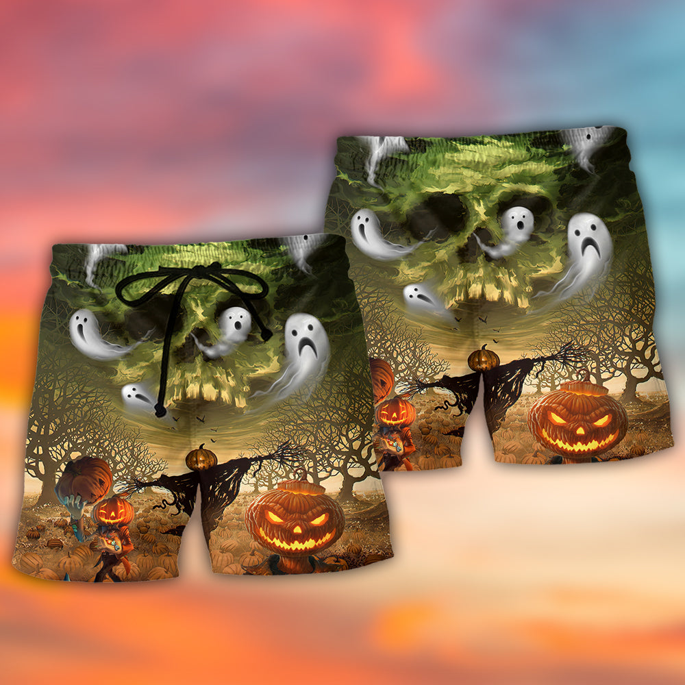 Halloween Pumpkin Crazy Ghost Style - Beach Short Reefox - Owls Matrix LTD