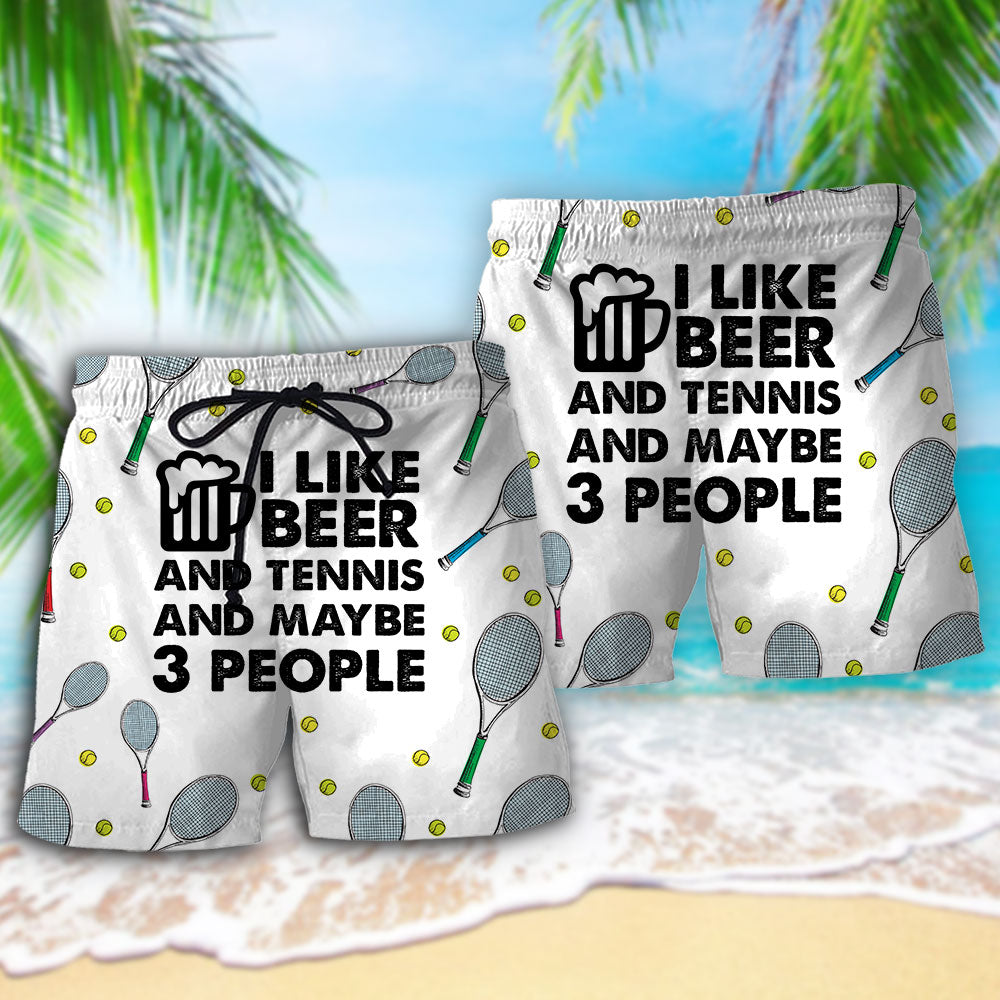 Beer I Like Beer And Tennis And Maybe 3 People - Beach Short Reefox - Owls Matrix LTD