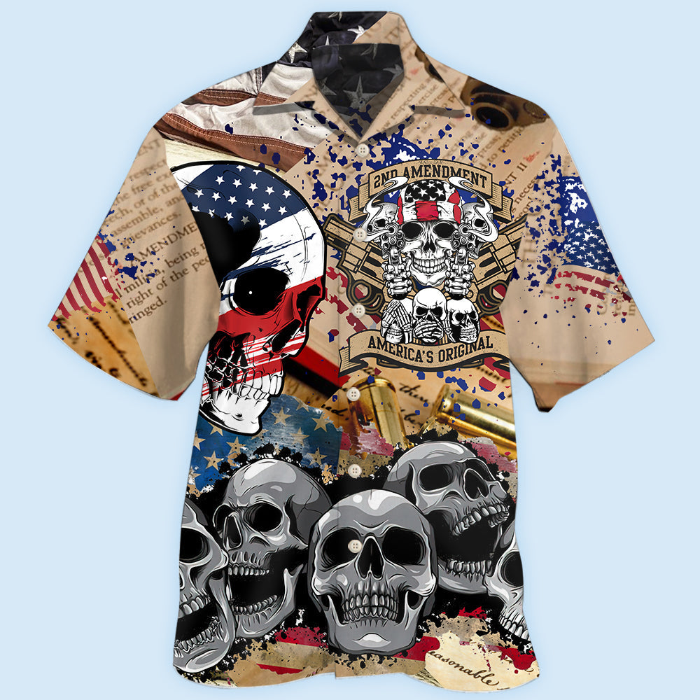 America 2nd Amendment Skull - Hawaiian Shirt - Reefox