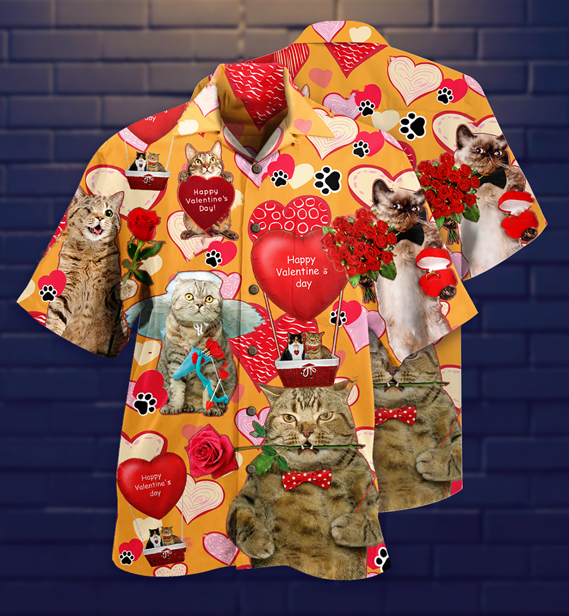 Cat Love You Forever Valentine - Hawaiian Shirt - Reefox