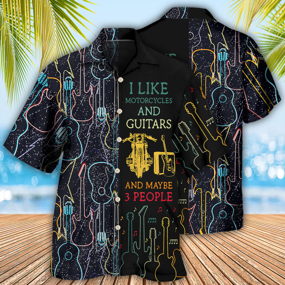 Guitar I Like Motorcycle And Guitar - Hawaiian Shirt - Reefox