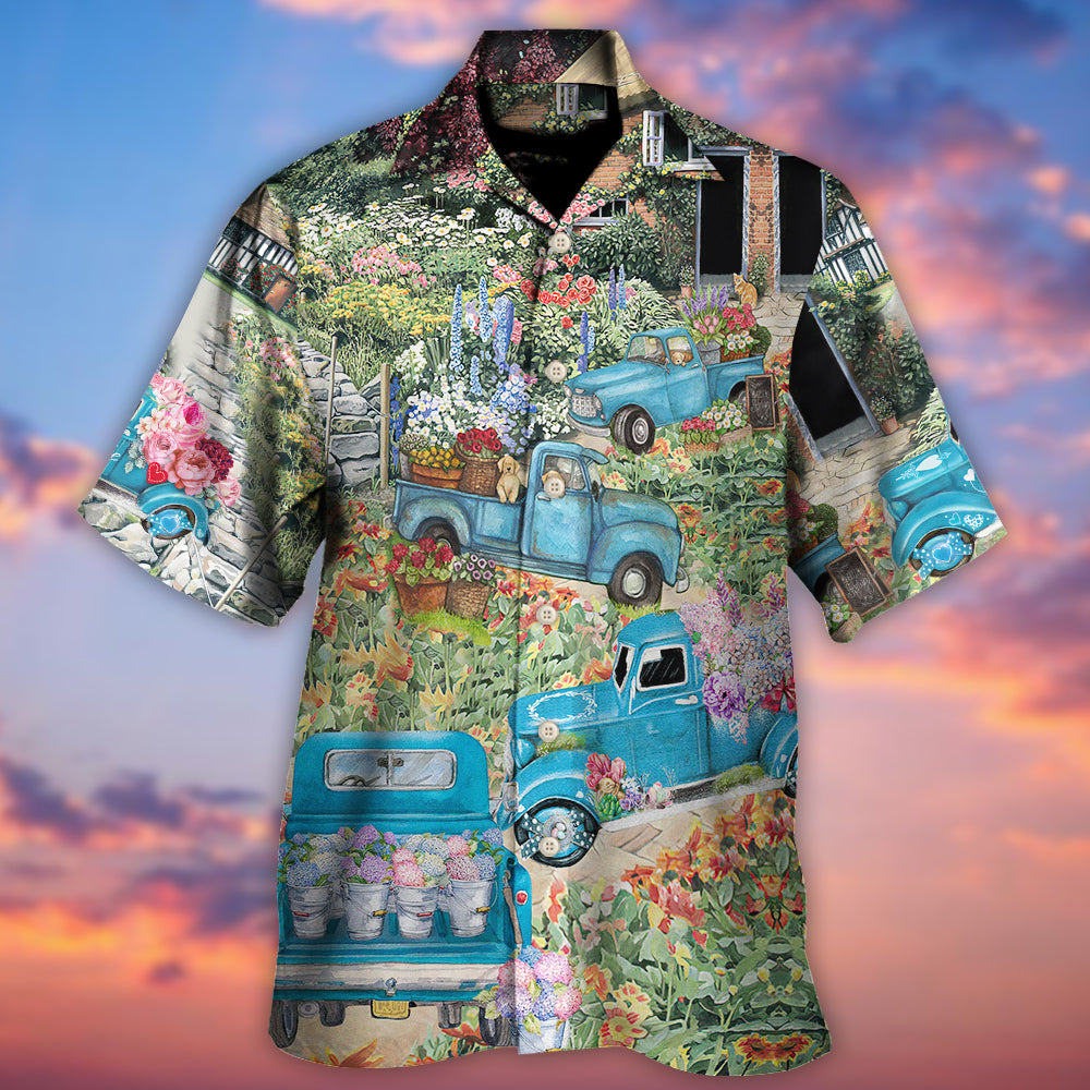 Truck Delivery Happiness Flower Around Town - Hawaiian Shirt - Reefox