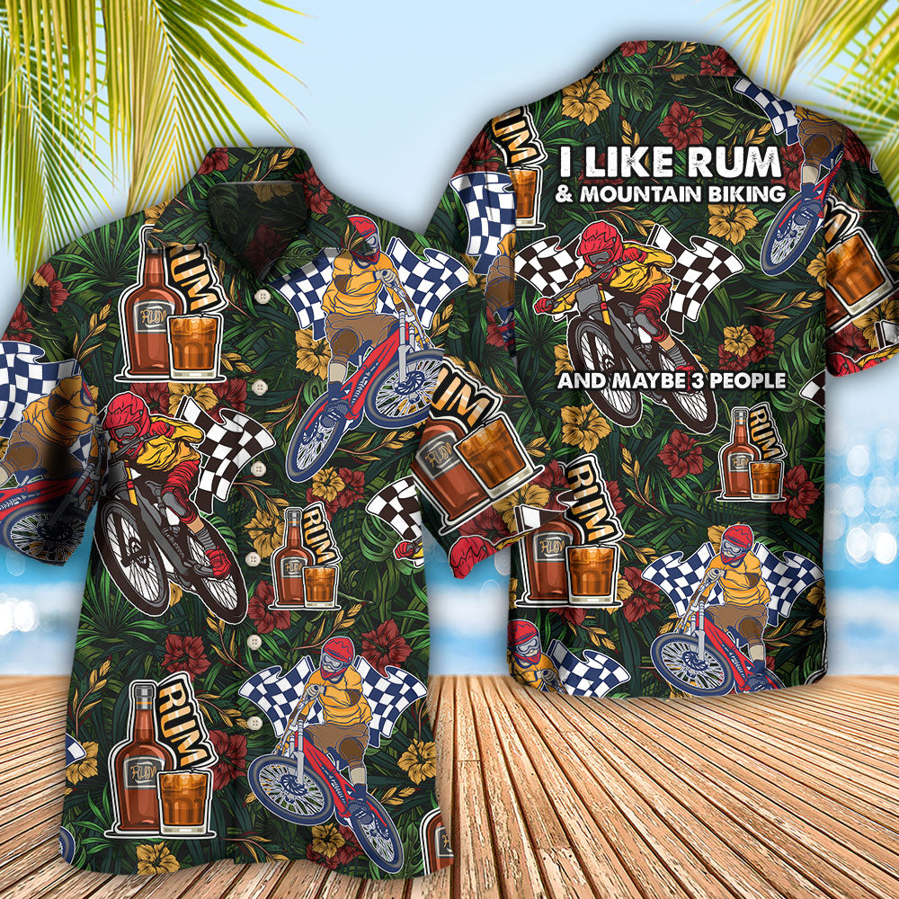 Wine I Like Rum And Mountain Biking - Hawaiian Shirt - Reefox