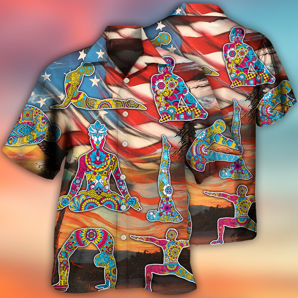 Yoga Independence Day Yoga Pose - Hawaiian Shirt - Reefox