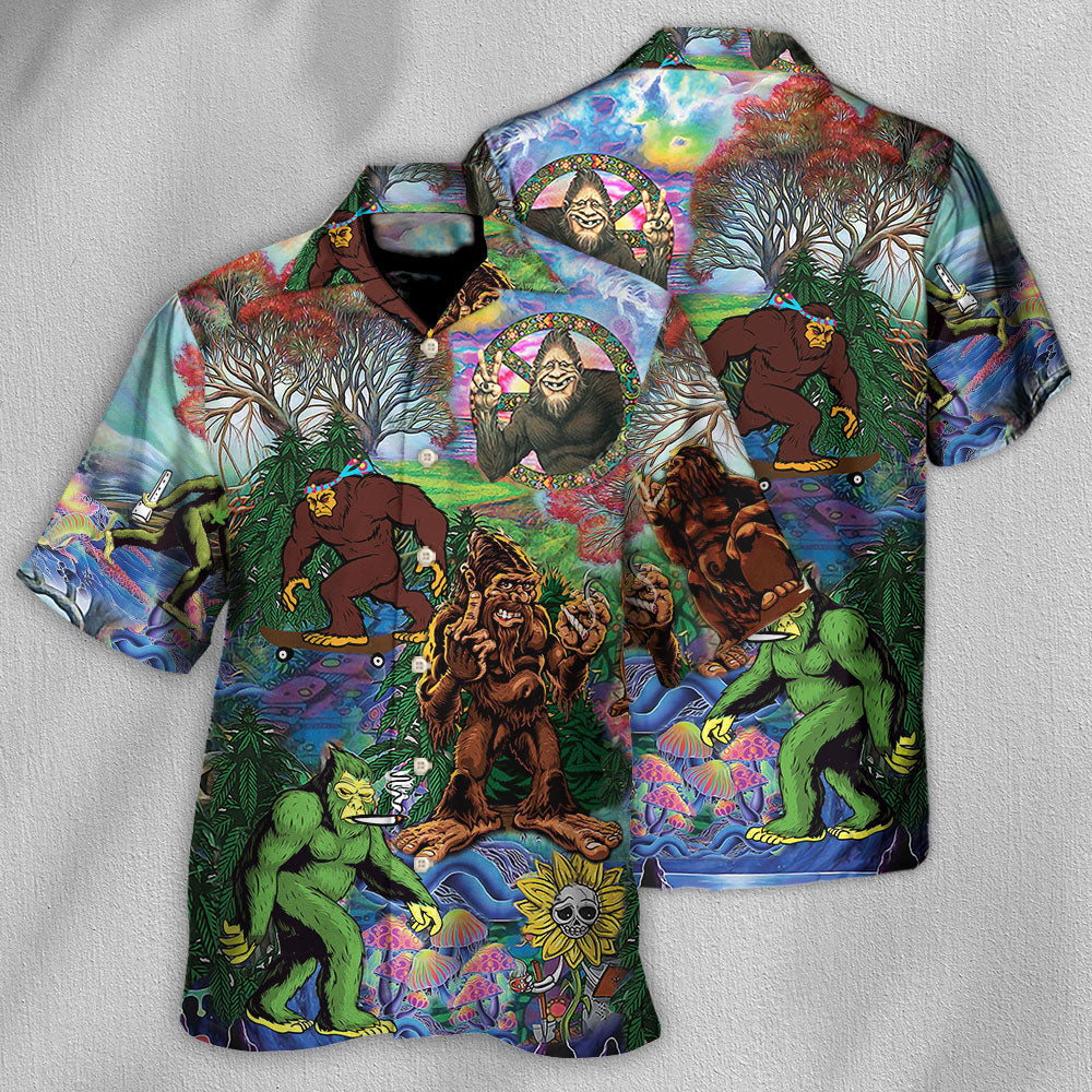 Hippie Bigfoot Peace Life Color Amazing - Hawaiian Shirt
