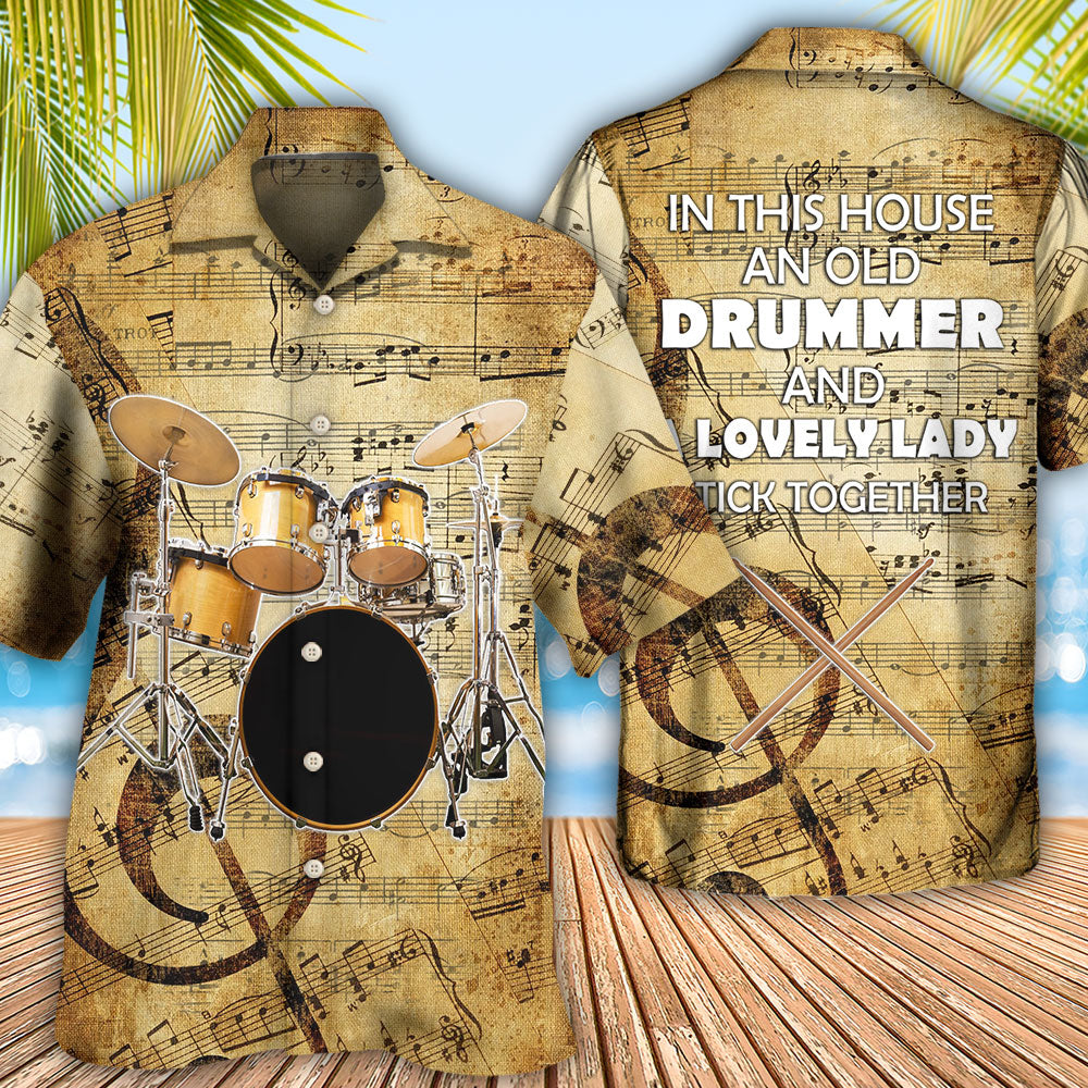 Drum Old Drummer And Lovely Lady Stick - Hawaiian Shirt - Reefox
