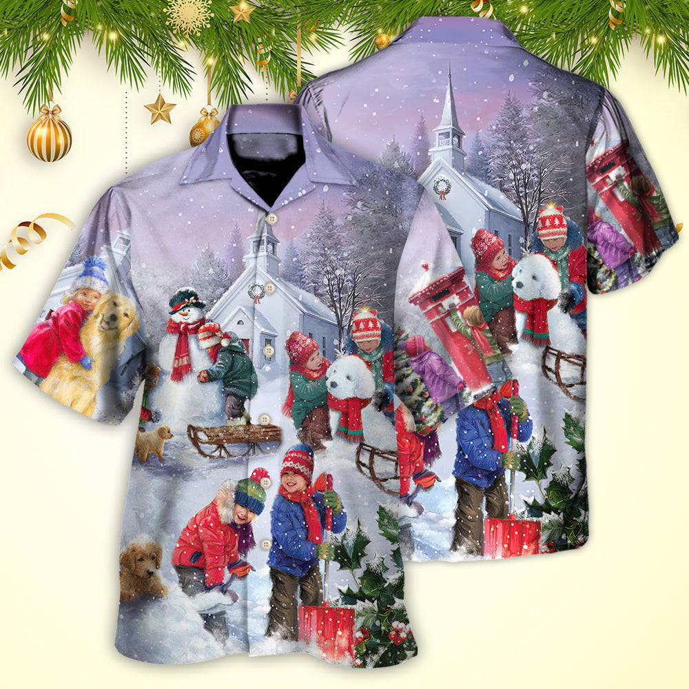 Christmas Children Love Christmas Chilling With Homie Art Style - Hawaiian Shirt - Reefox