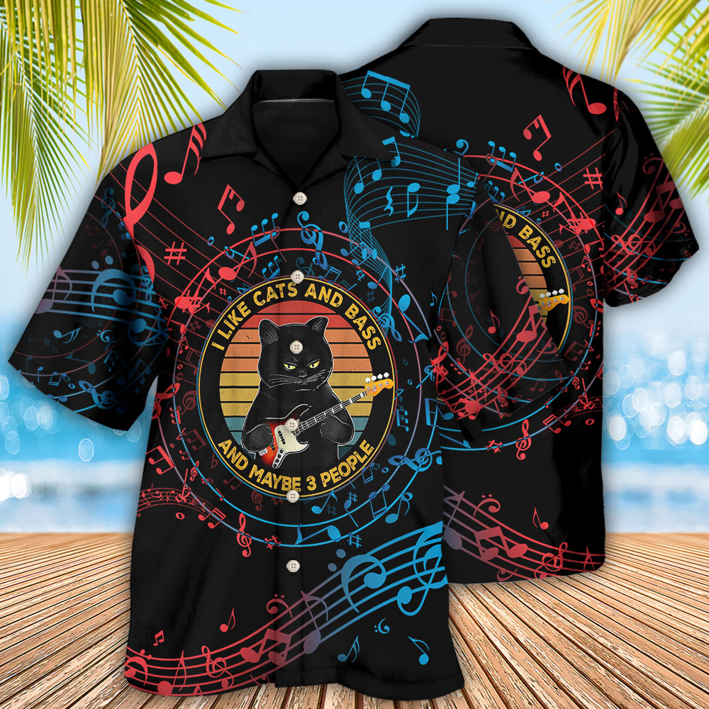 Guitar I Like Cats And Bass - Hawaiian Shirt - Reefox