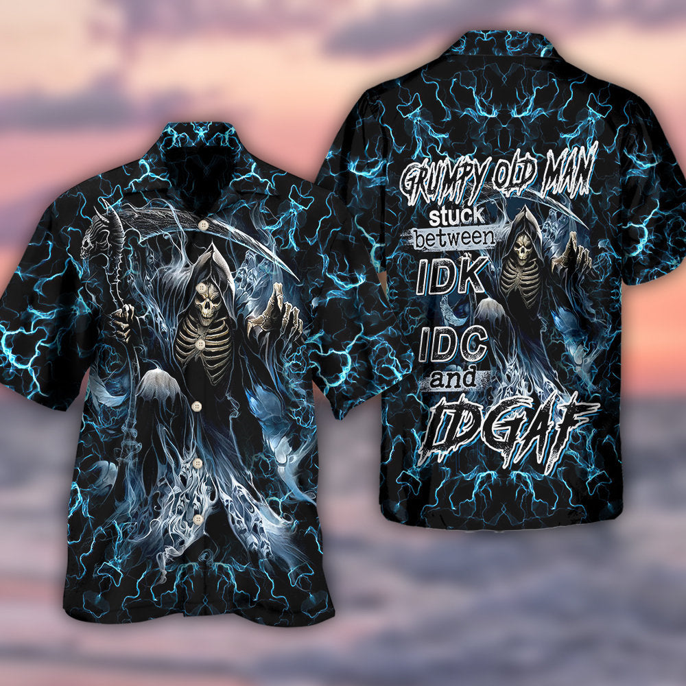 Skull Grumpy Old Man Stuck - Hawaiian Shirt - Reefox