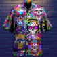 Hippie Skull Color Flowers - Hawaiian Shirt - Reefox