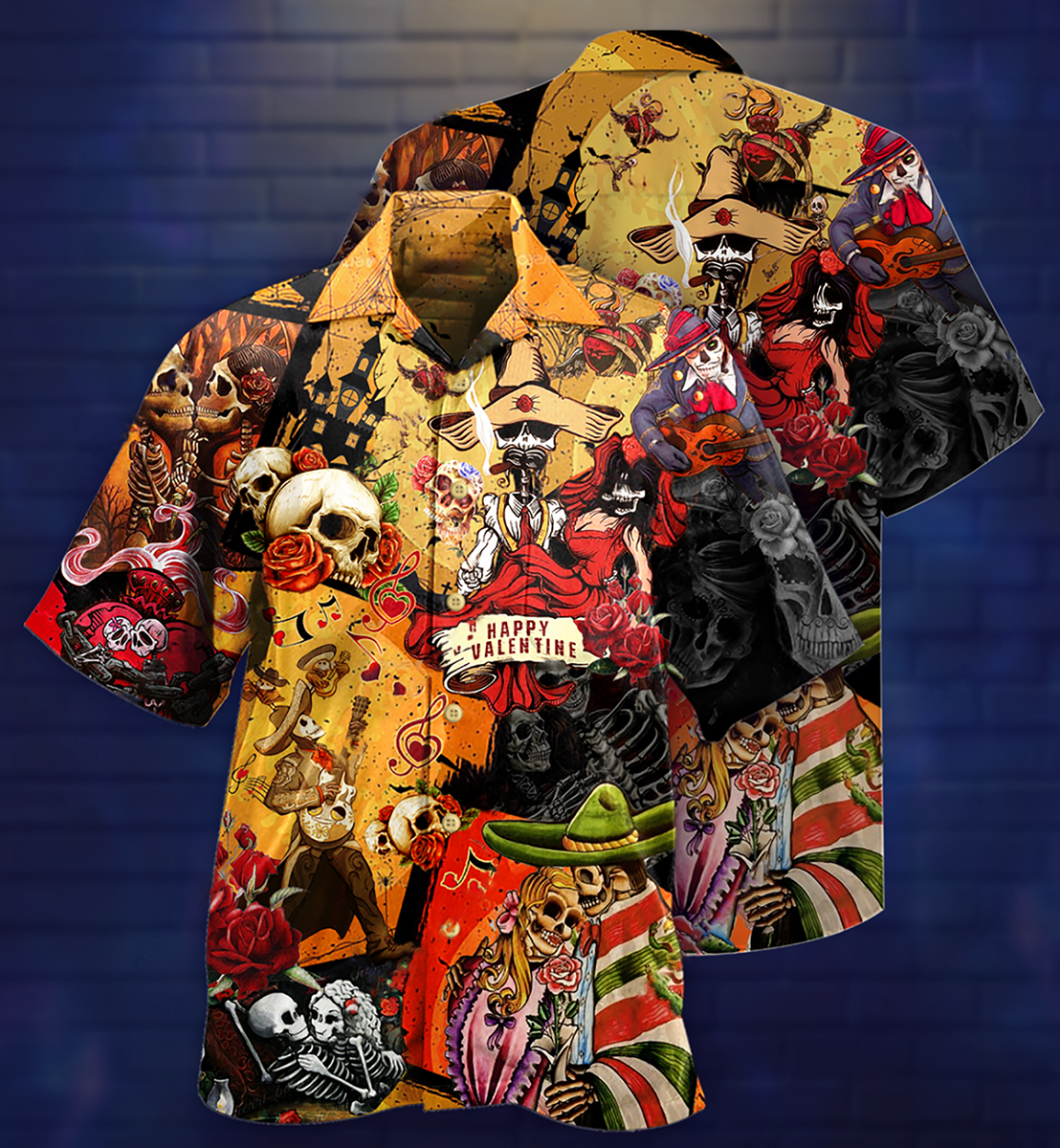 Skull Happy Valentine's Day - Hawaiian Shirt - Reefox