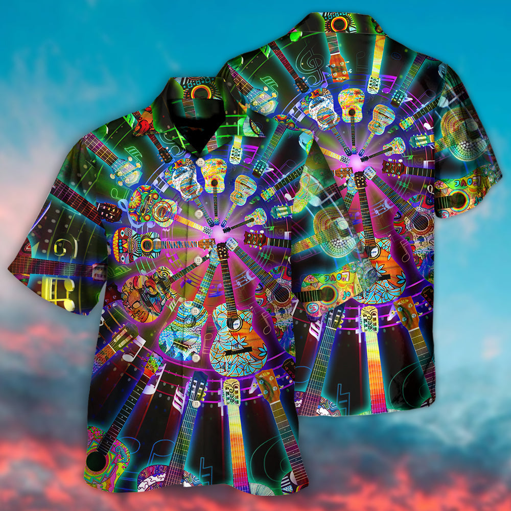 Hippie Funny Guitar Music Colorful - Hawaiian Shirt - Reefox