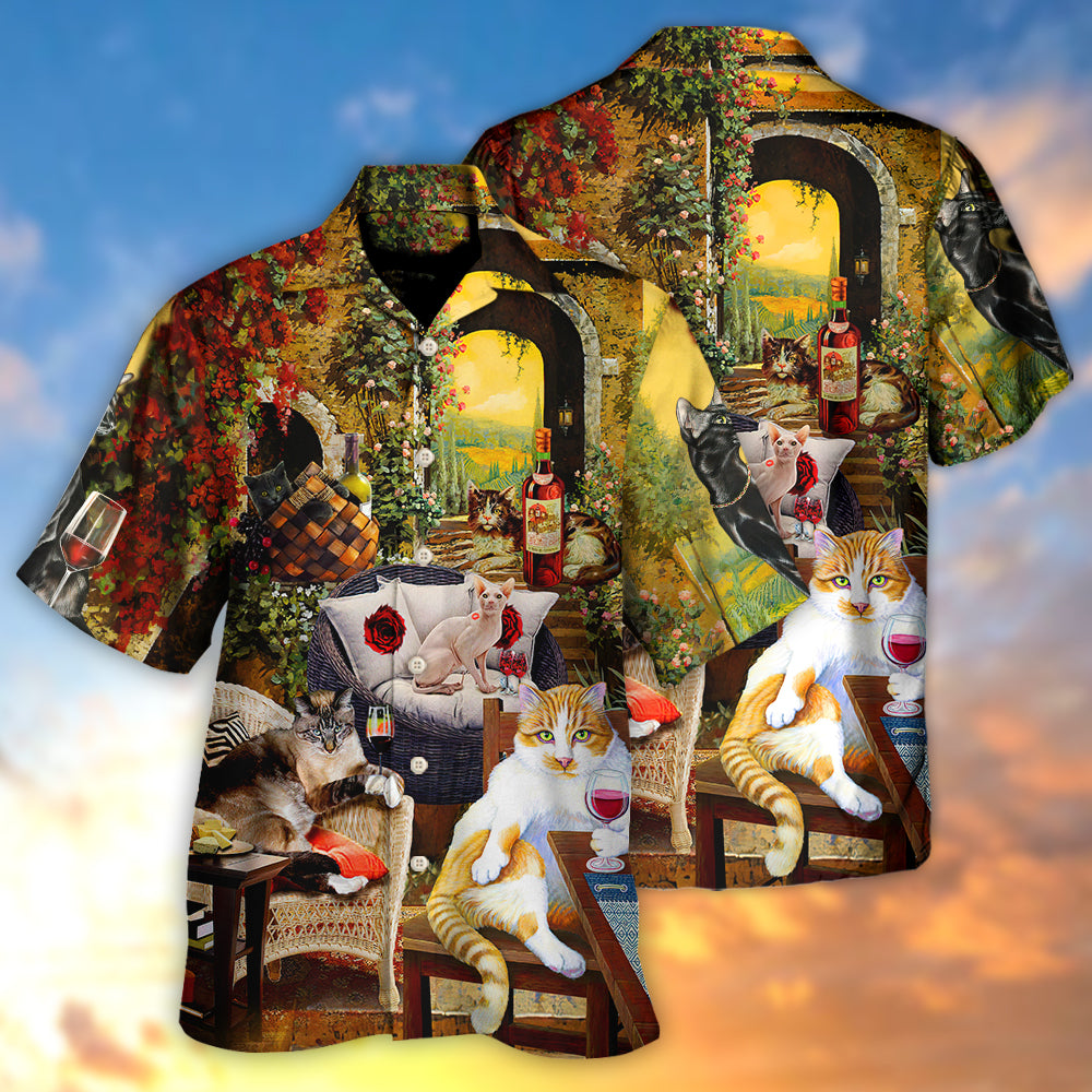 Cat Drink Wine and Judge - Hawaiian Shirt - Reefox