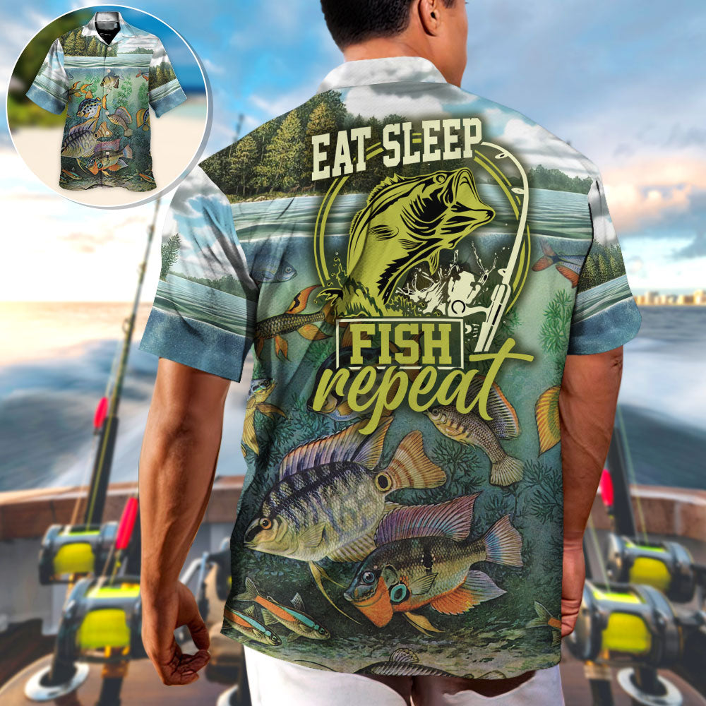 Fishing Eat Sleep Fish And Repeat - Hawaiian Shirt