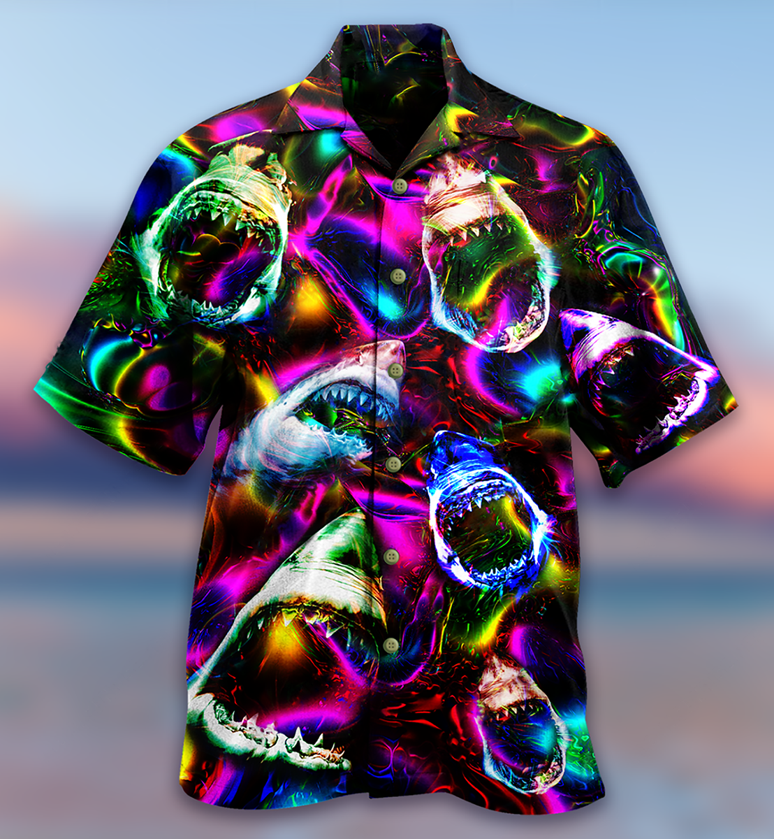 Shark Angry Loves Color - Hawaiian Shirt - Reefox