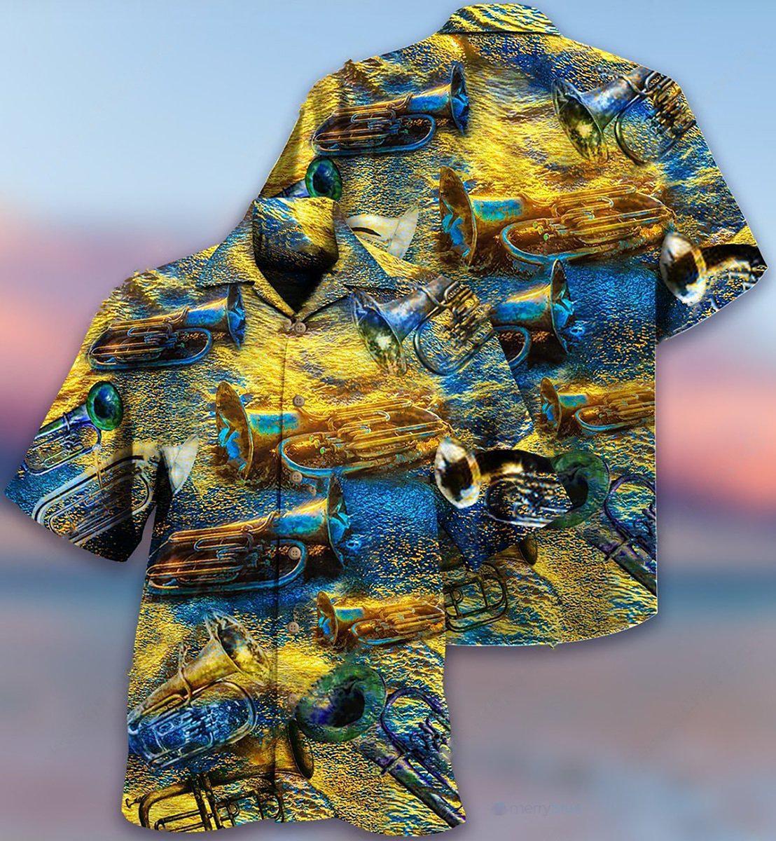 Saxophone Music Love Peace Life Yellow - Hawaiian Shirt - Reefox