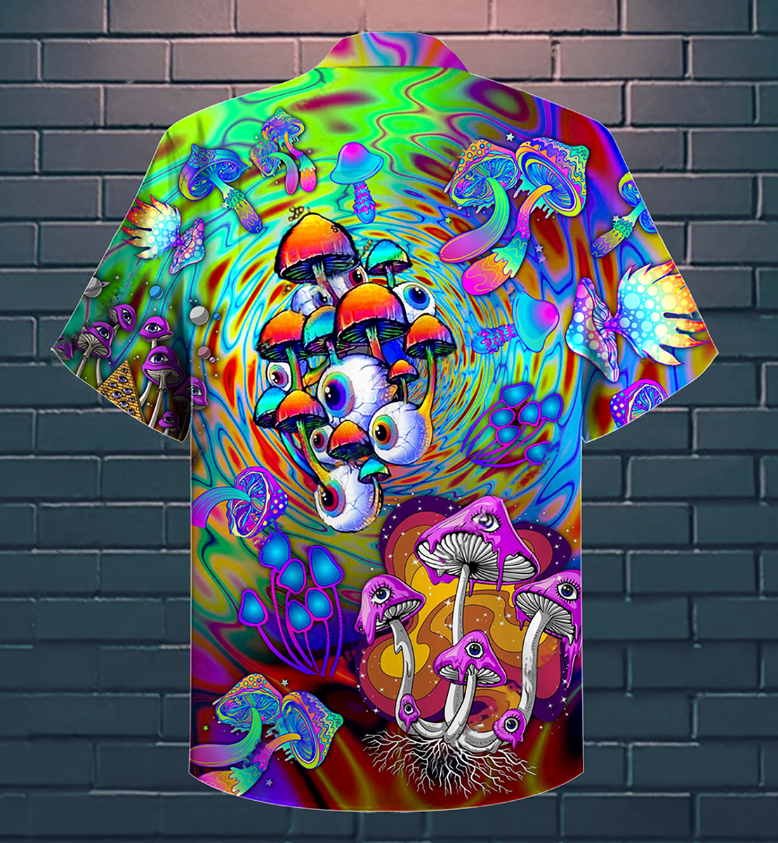 Hippie Mushroom Stay Trippy Little Hippie Colorful - Hawaiian Shirt - Reefox
