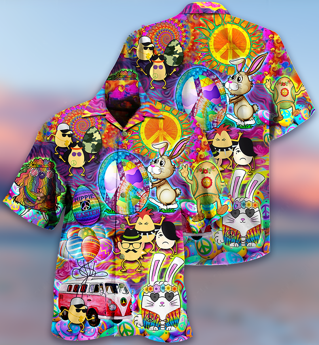 Hippie Easter Peace Life Color Funny Party - Hawaiian Shirt - Reefox