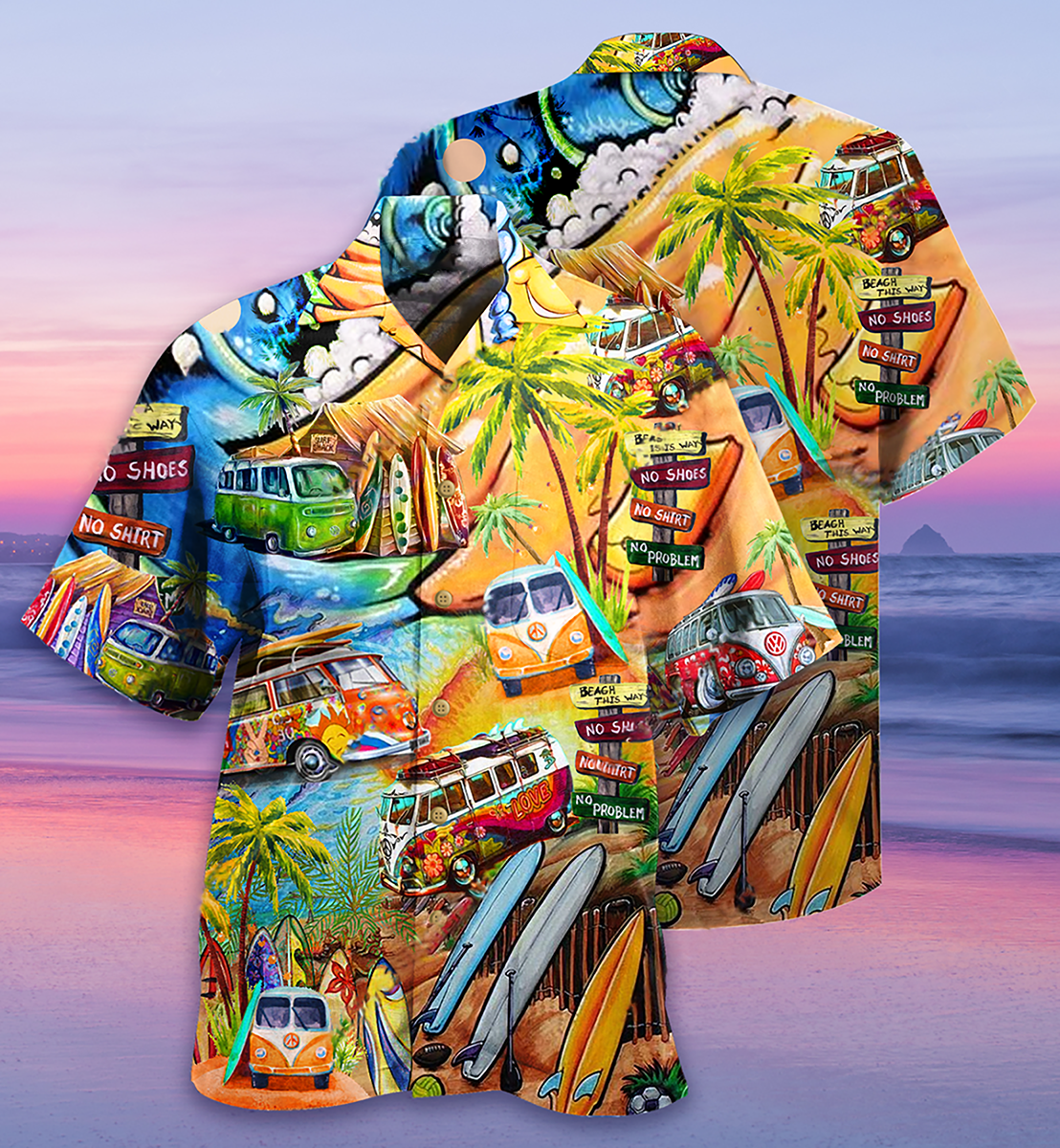 Hippie Bus Love Beach Summer - Hawaiian Shirt - Reefox