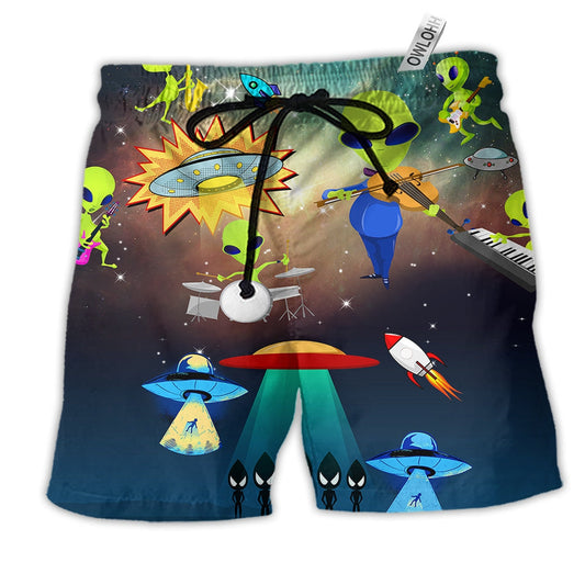 Beach Short / Adults / S Alien With Music Cool Style - Beach Short Reefox - Owls Matrix LTD