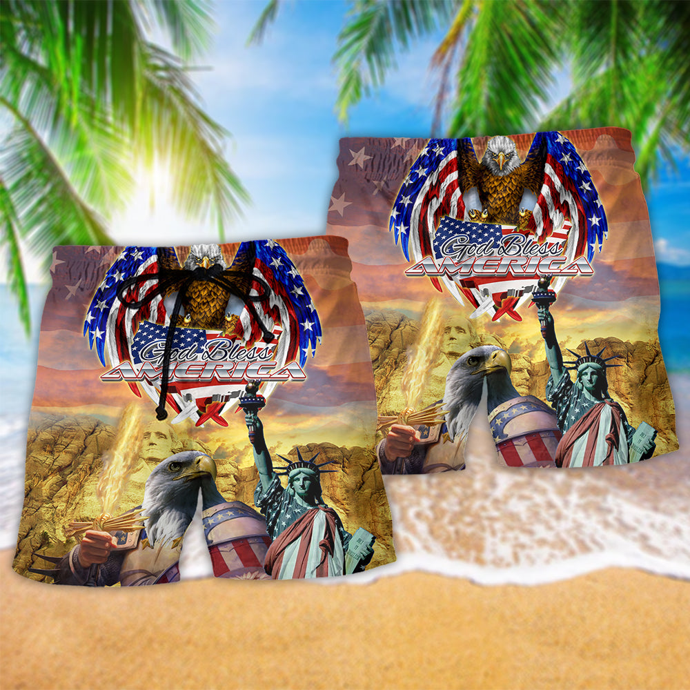 America Eagle Patriotic God Bless America So Classic - Beach Short Reefox - Owls Matrix LTD