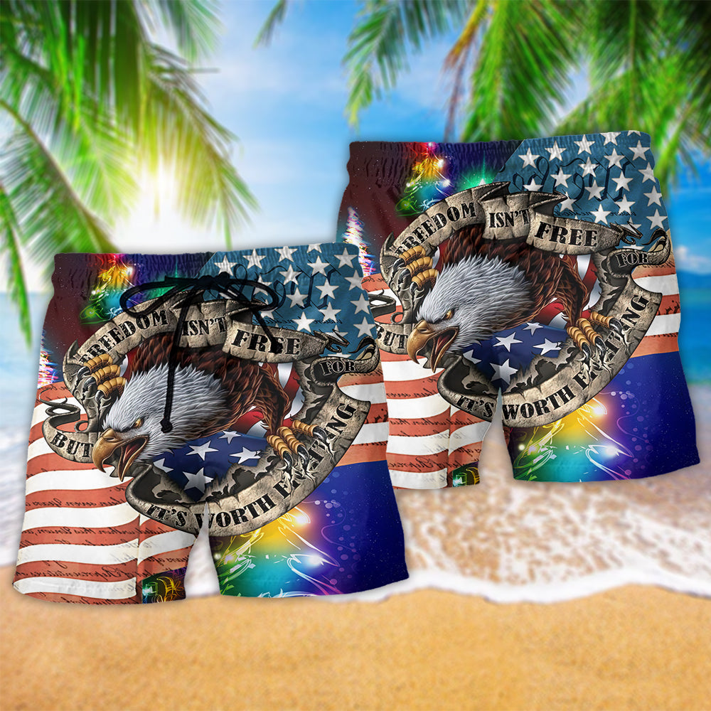 America Freedom Eagle Merry Christmas Stunning - Beach Short Reefox - Owls Matrix LTD