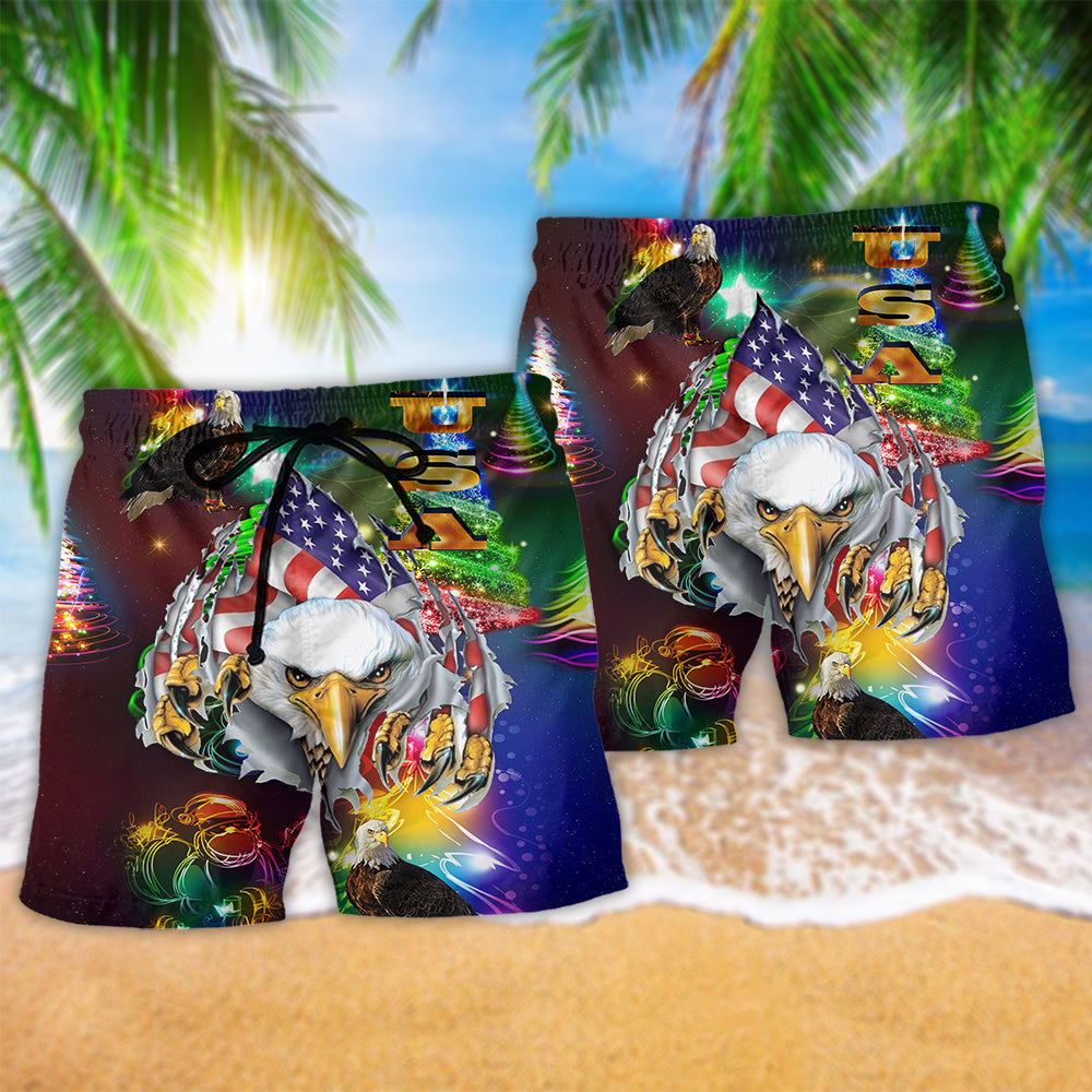 America Love Eagle Merry Christmas - Beach Short Reefox - Owls Matrix LTD