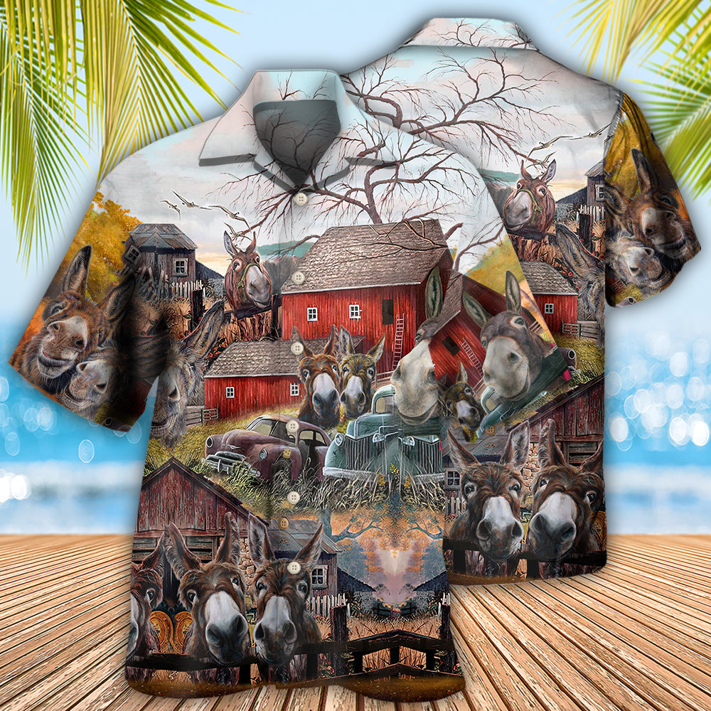 Donkey Animals Love Farm And Happiness Together - Hawaiian Shirt - Reefox