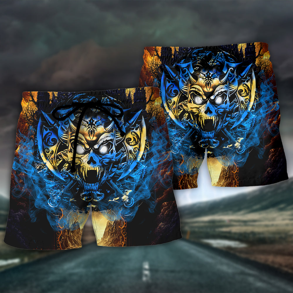 Skull Blue Fire My Give A Fuck Is Broken But My Go Fuck Yourself Is Fully Functional - Beach Short Reefox