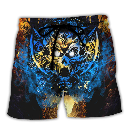Skull Blue Fire My Give A Fuck Is Broken But My Go Fuck Yourself Is Fully Functional - Beach Short Reefox