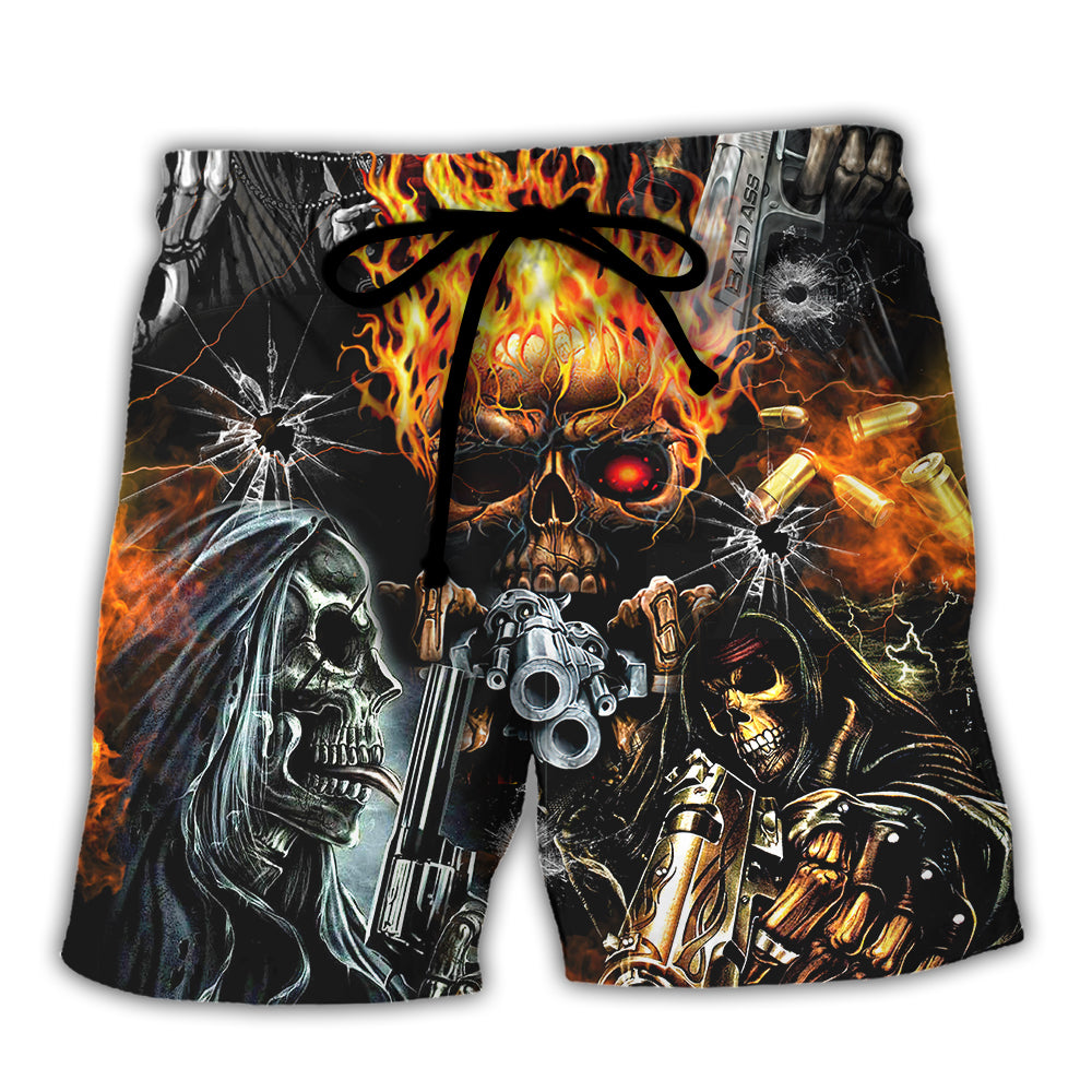 Skull DILLIGAF FLAME SKULL WITH G - Beach Short Reefox