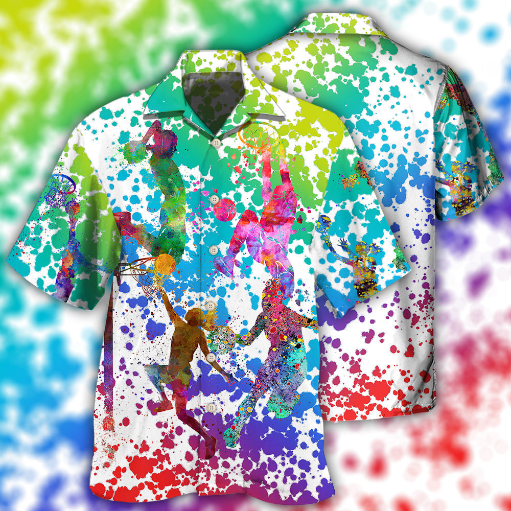 Basketball Colorful Painting - Hawaiian Shirt - Reefox
