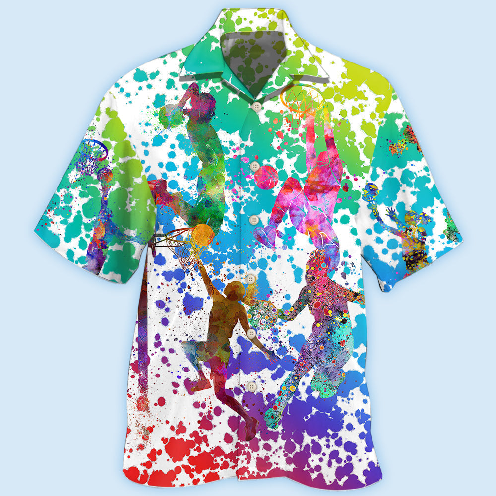 Basketball Colorful Painting - Hawaiian Shirt - Reefox