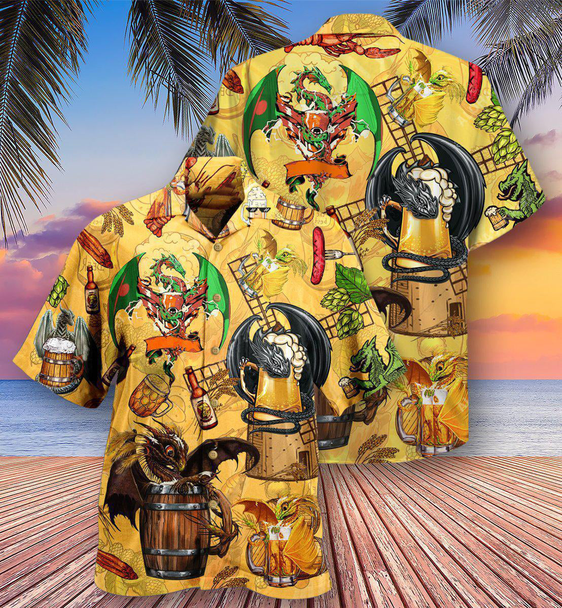 Dragon Drunkgon Loves Beer - Hawaiian Shirt - Reefox