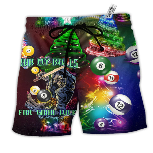 Beach Short / Adults / S Billiard Rub My Ball For Christmas Neon - Beach Short Reefox - Owls Matrix LTD