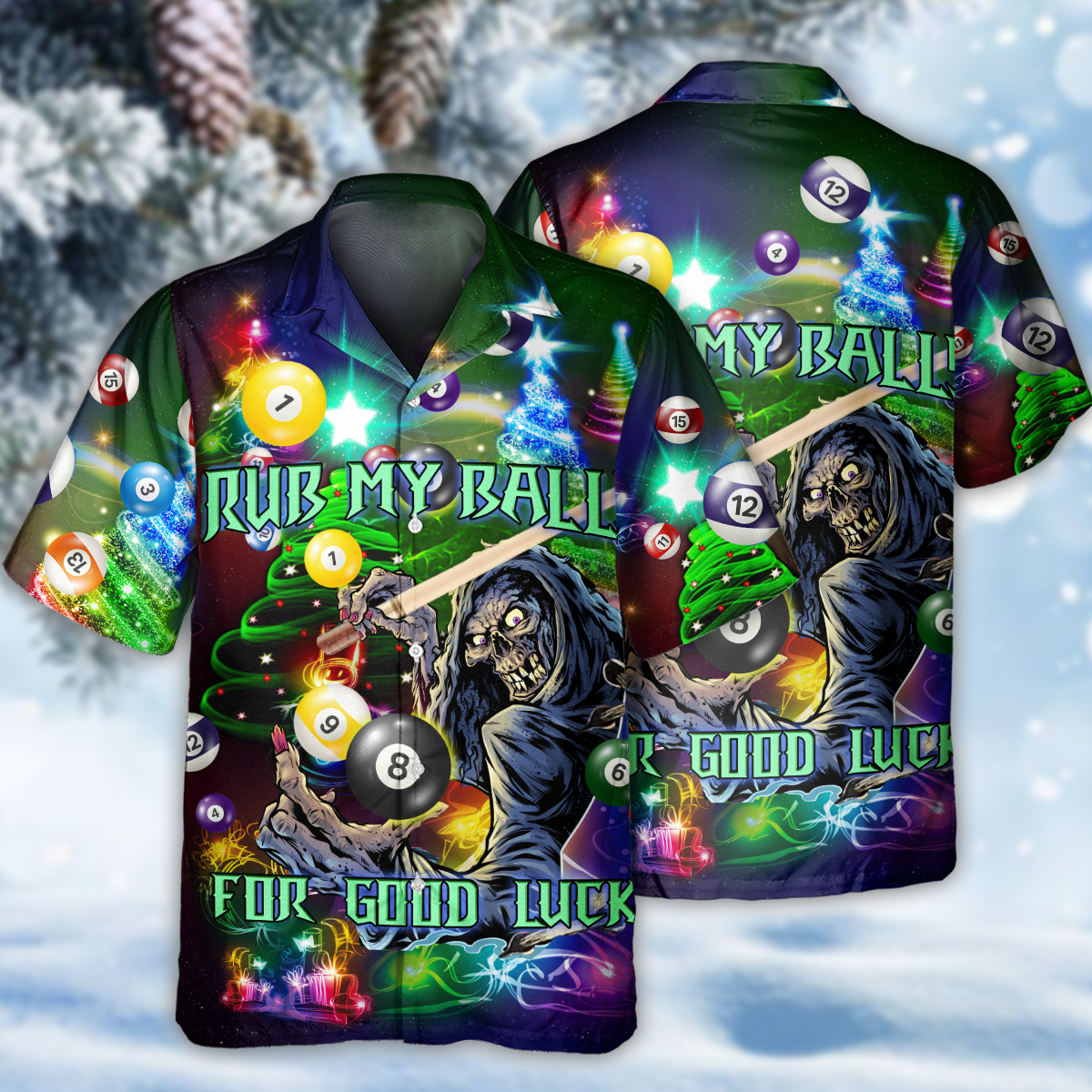 Billiard Rub My Ball For Christmas Night - Hawaiian Shirt - Reefox