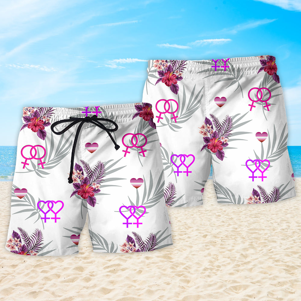 LGBT Bisexual Tropical Leaf - Beach Short Reefox - Owls Matrix LTD