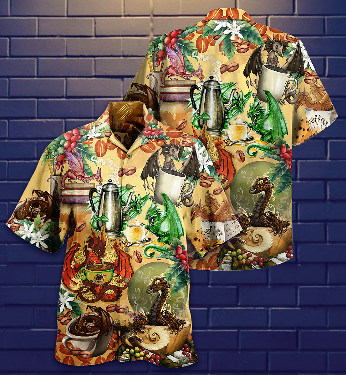 Dragon Love Coffee Every Time - Hawaiian Shirt - Reefox
