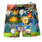 Beach Short / Adults / S Camping Chocolate Marshmallow Fire Funny - Beach Short Reefox - Owls Matrix LTD