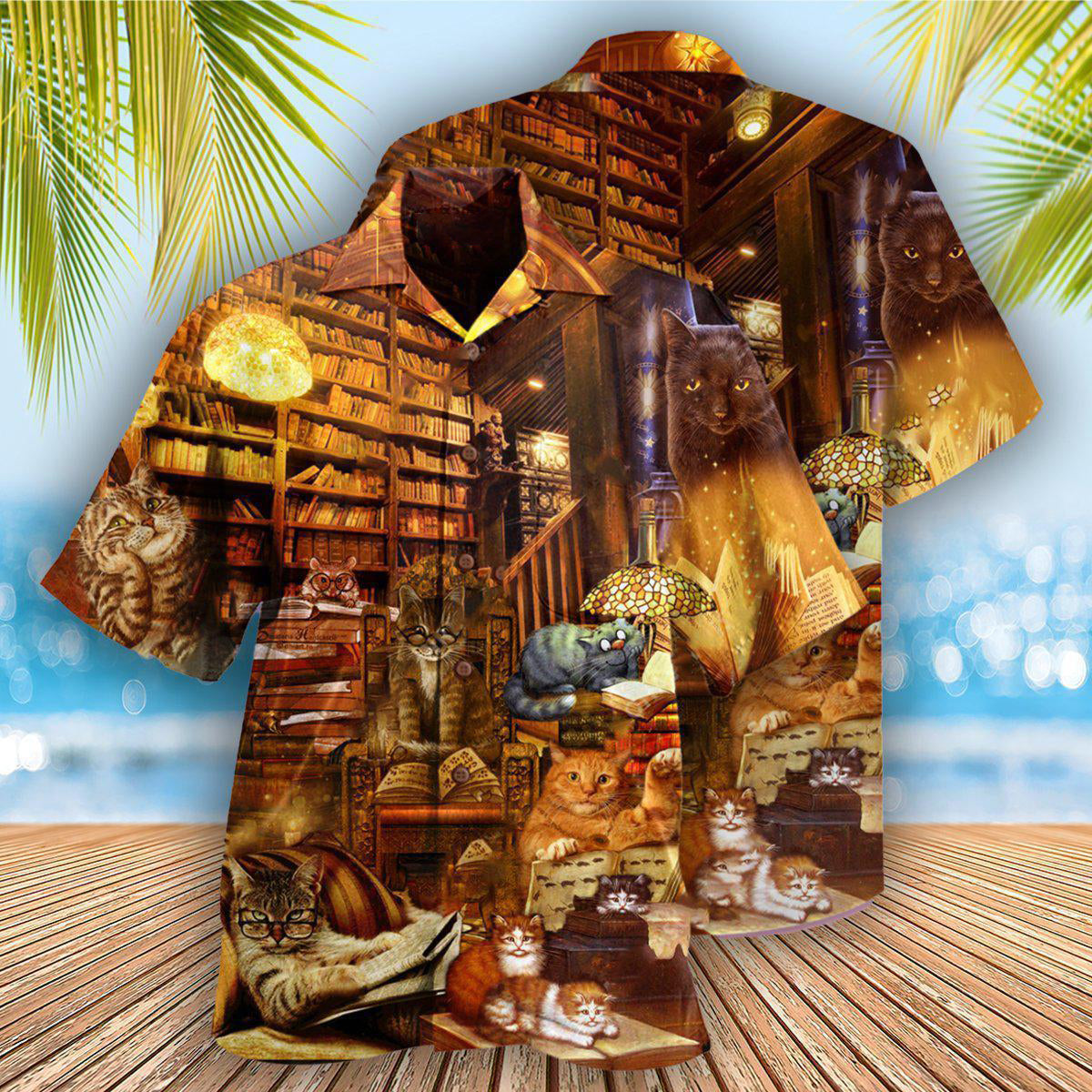 Cat And Book Happiness Is A Good Book - Hawaiian Shirt - Reefox