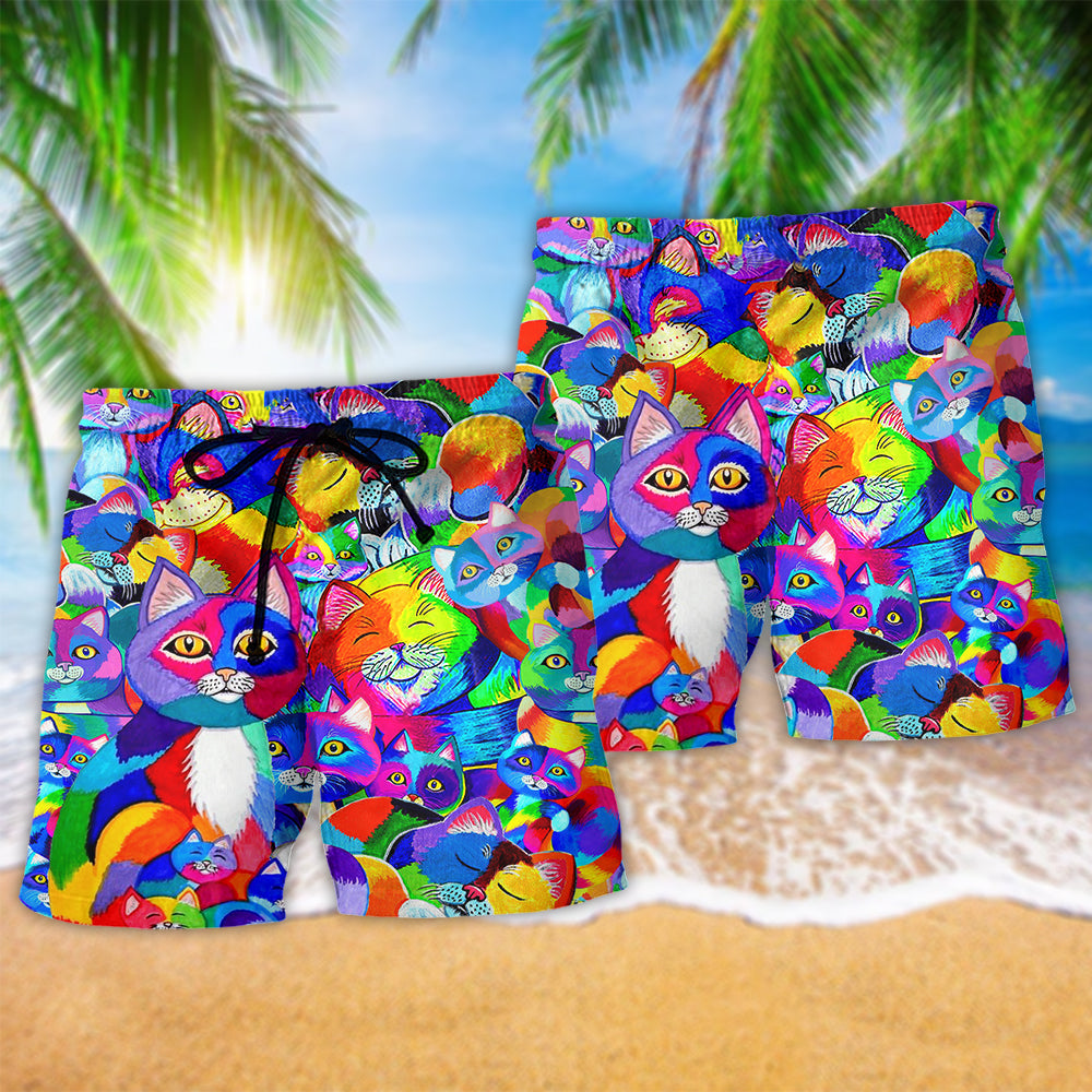 Cat Fullcolor Love Rainbow - Beach Short Reefox - Owls Matrix LTD