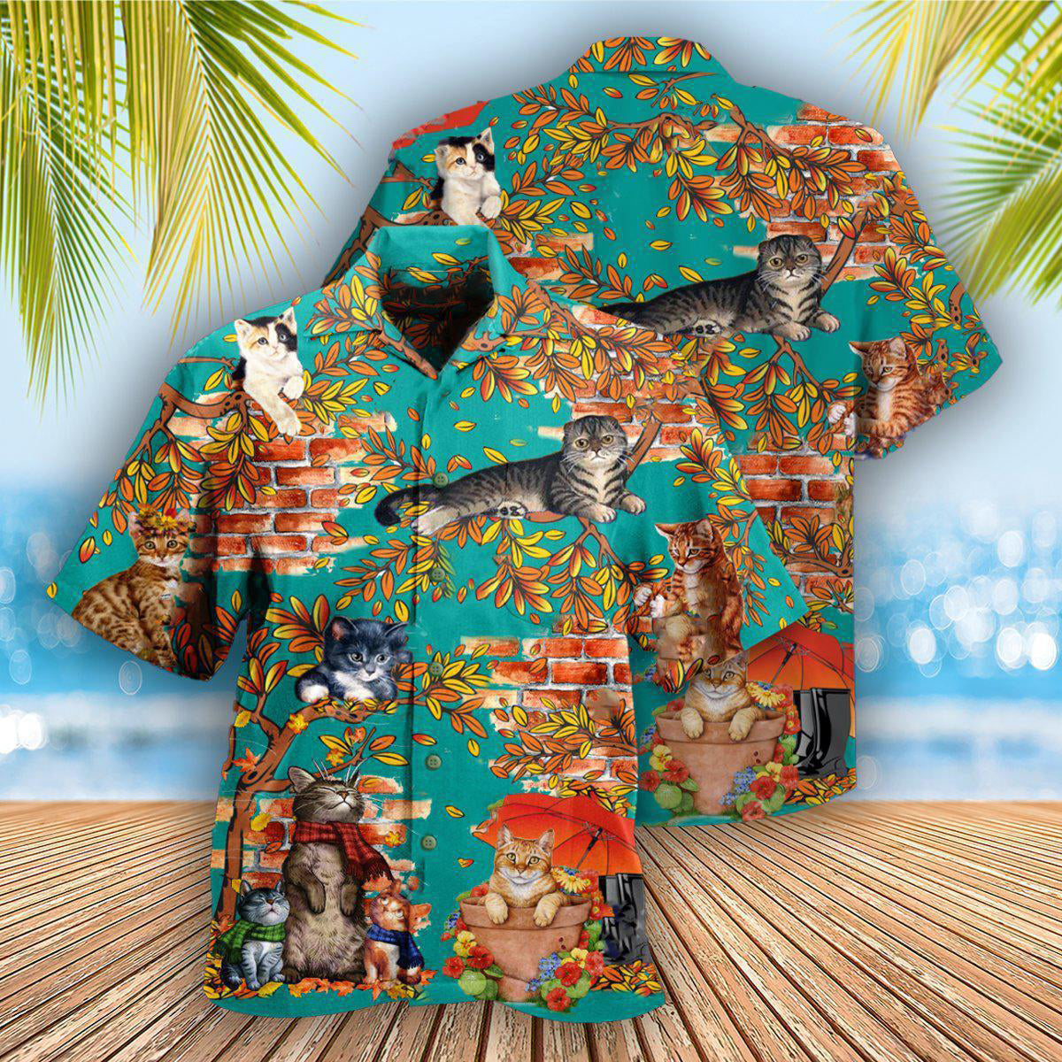 Cat In A Windy Day - Hawaiian Shirt - Reefox