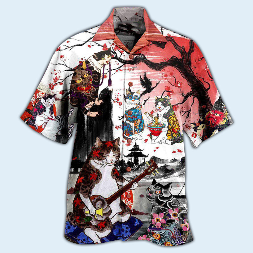 Cat Japanese Art Style - Hawaiian Shirt - Reefox