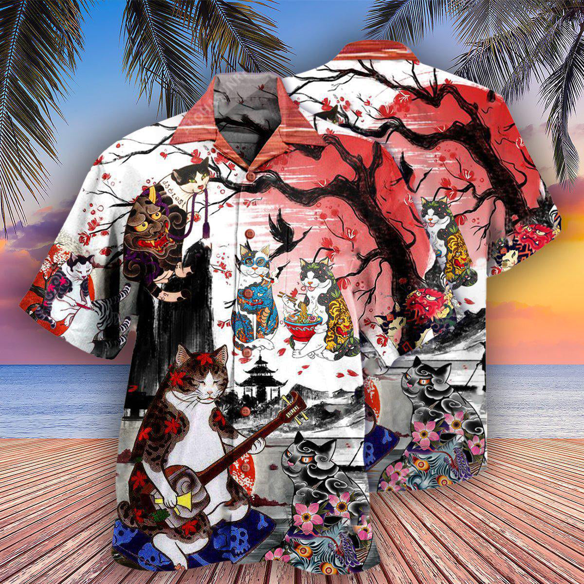 Cat Japanese Art Style - Hawaiian Shirt - Reefox
