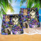Cat Lovely And Flowers Purple - Beach Short Reefox - Owls Matrix LTD
