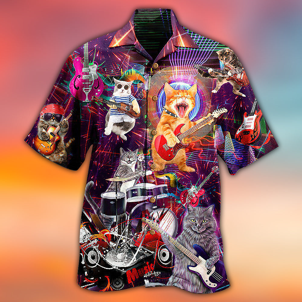 Cat Rocker Funny Style - Hawaiian Shirt - Reefox